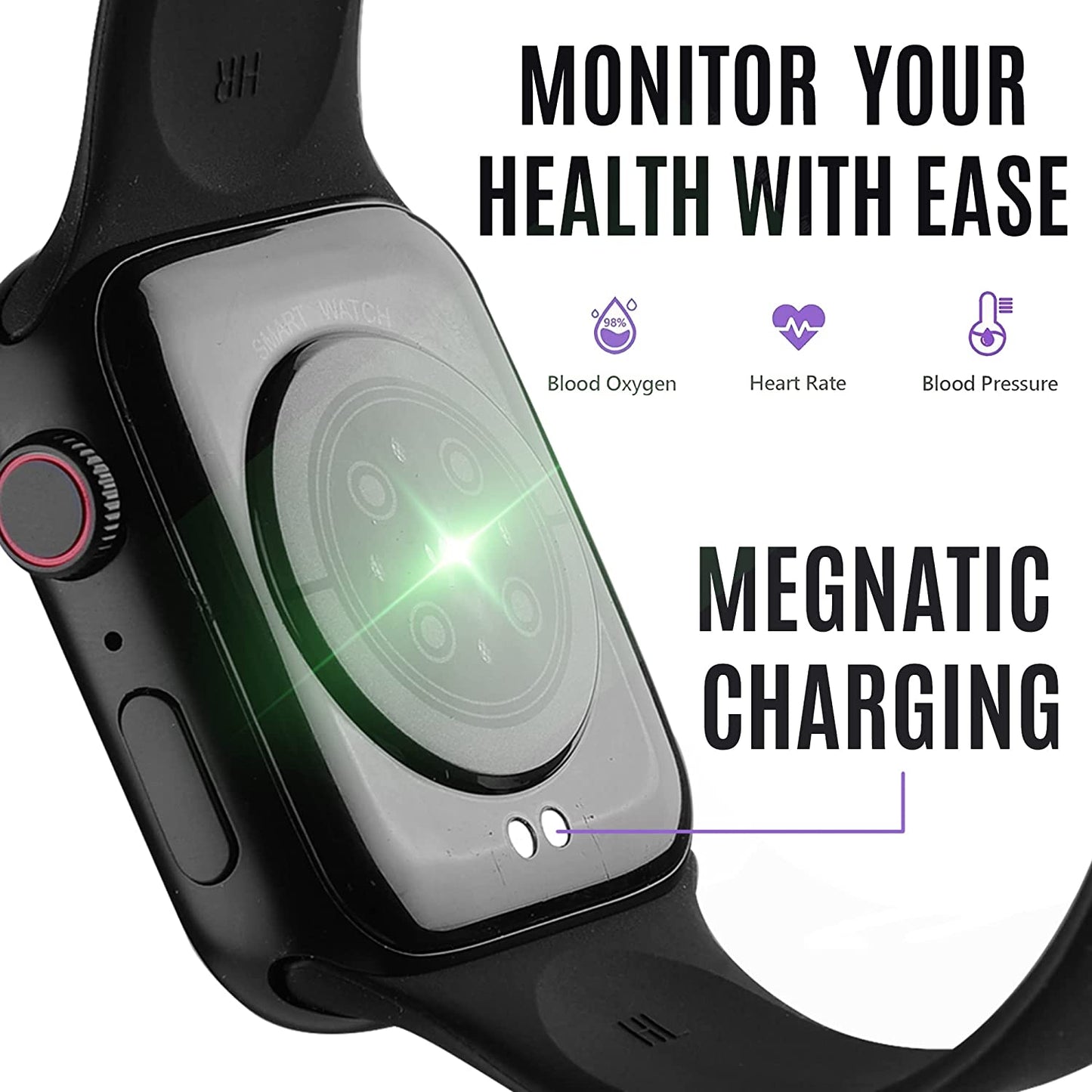 EYUVAA Bluetooth Calling Smart watch 1.85" HD Touch Screen with Megnatic Charging & Waterproof for all Men & Women