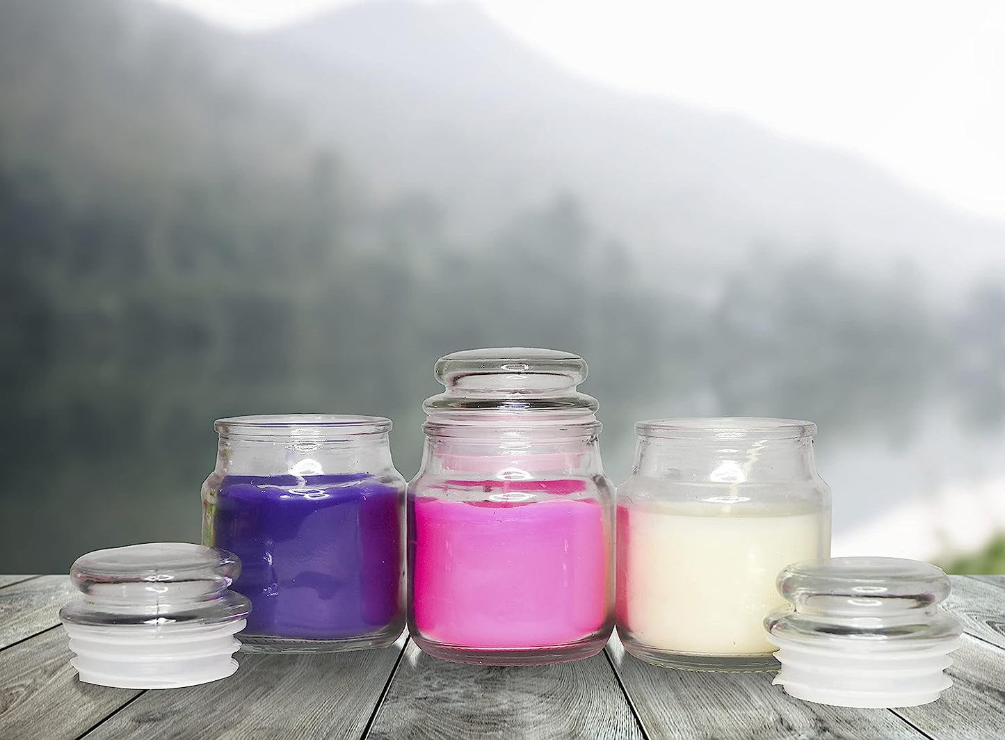 Paraffin Indian Scented Wax Jar Candle Set Pack of 3 (Lavender, Vanilla & Rose)
