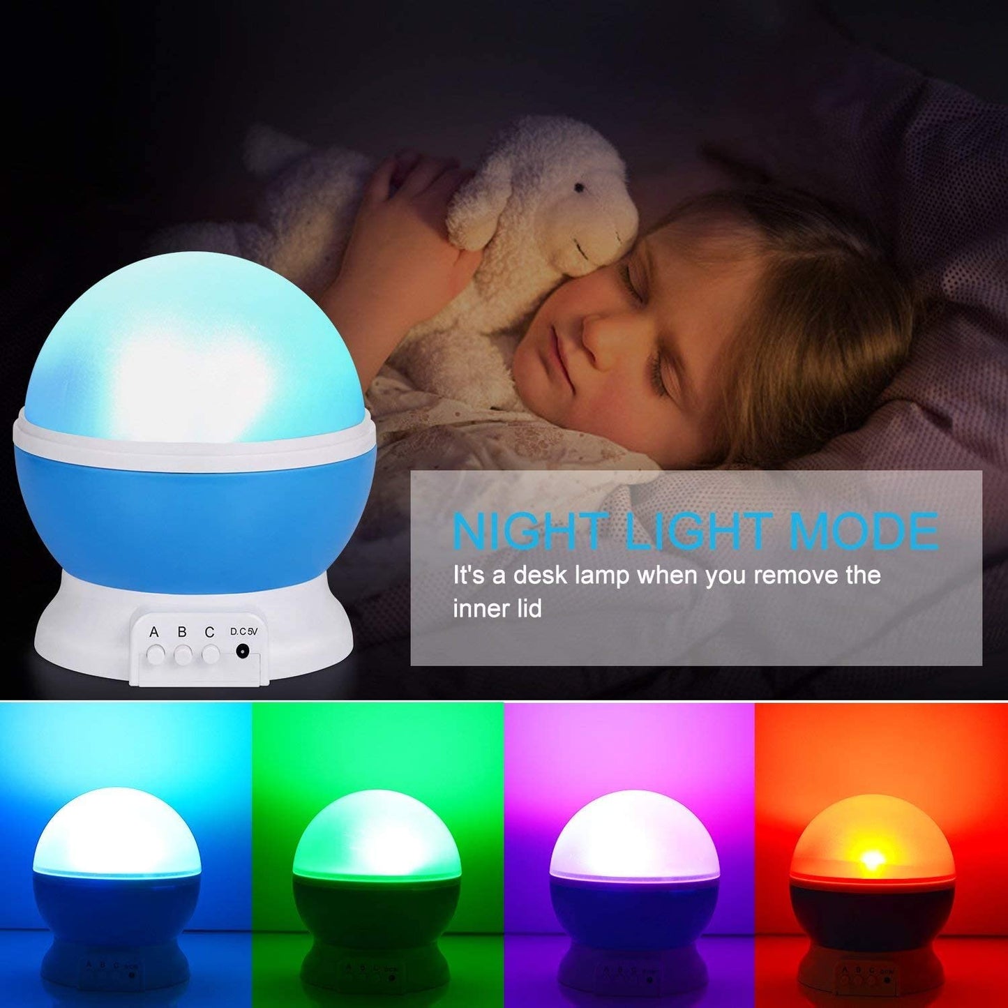 Rotating Projector Lamp cum Night Light Lamp, Star Projector LED Light Color Changing Lamp