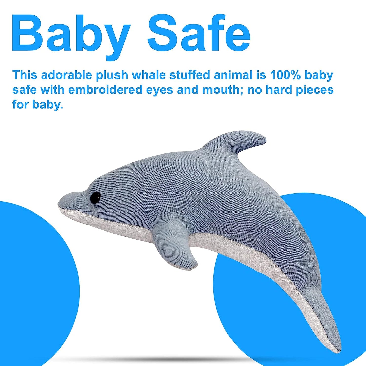 Dolphin Stuffed Animals Soft Toy with Cute Black Eyes for Kids (Blue)