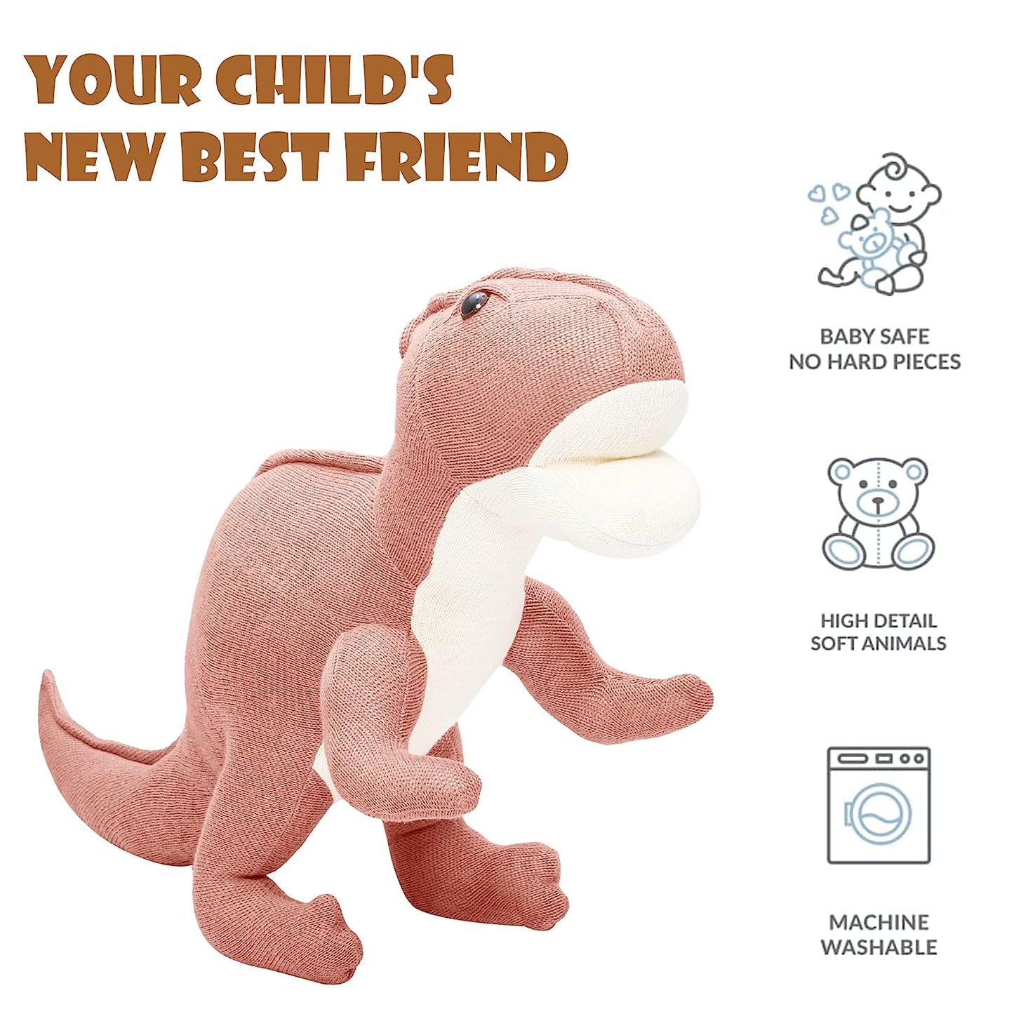 20 inches Dinosaur Plush Soft Toys for Kids (Pink)
