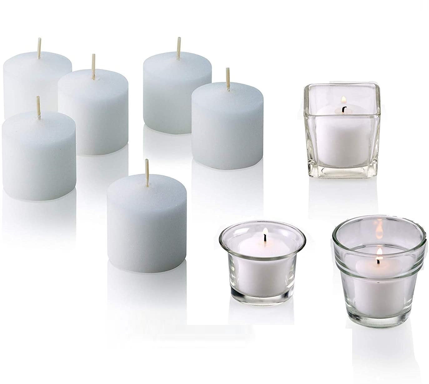 Wax Votive Candles 8 Hours Burning Unscented Ideal for Birthday Aromatherapy Party Candle Gardens & Home Décor (Set of 12, White)