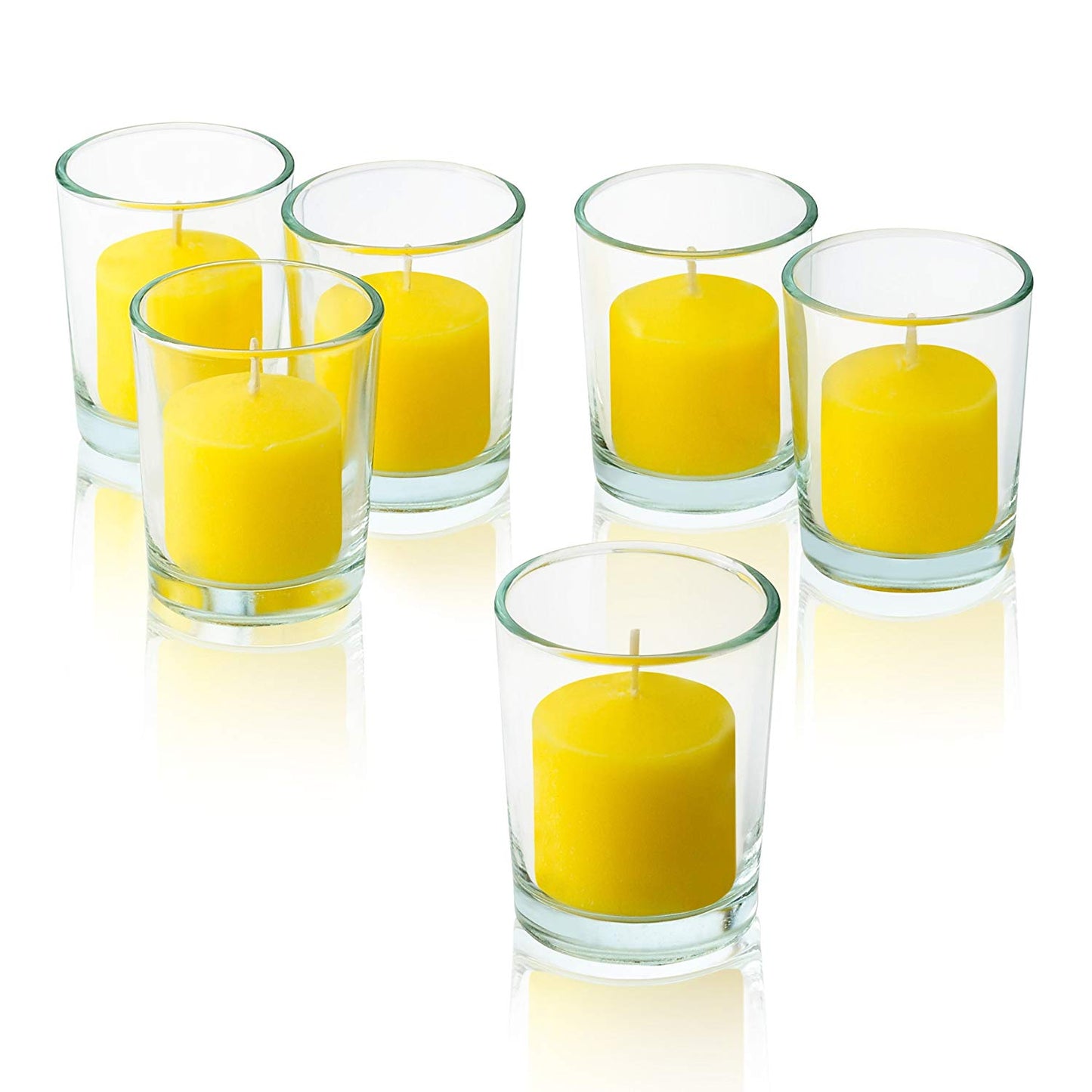 Wax Votive Candles 8 Hours Burning Unscented Ideal for Birthday Aromatherapy Party Candle Gardens & Home Décor (Set of 12, Yellow)
